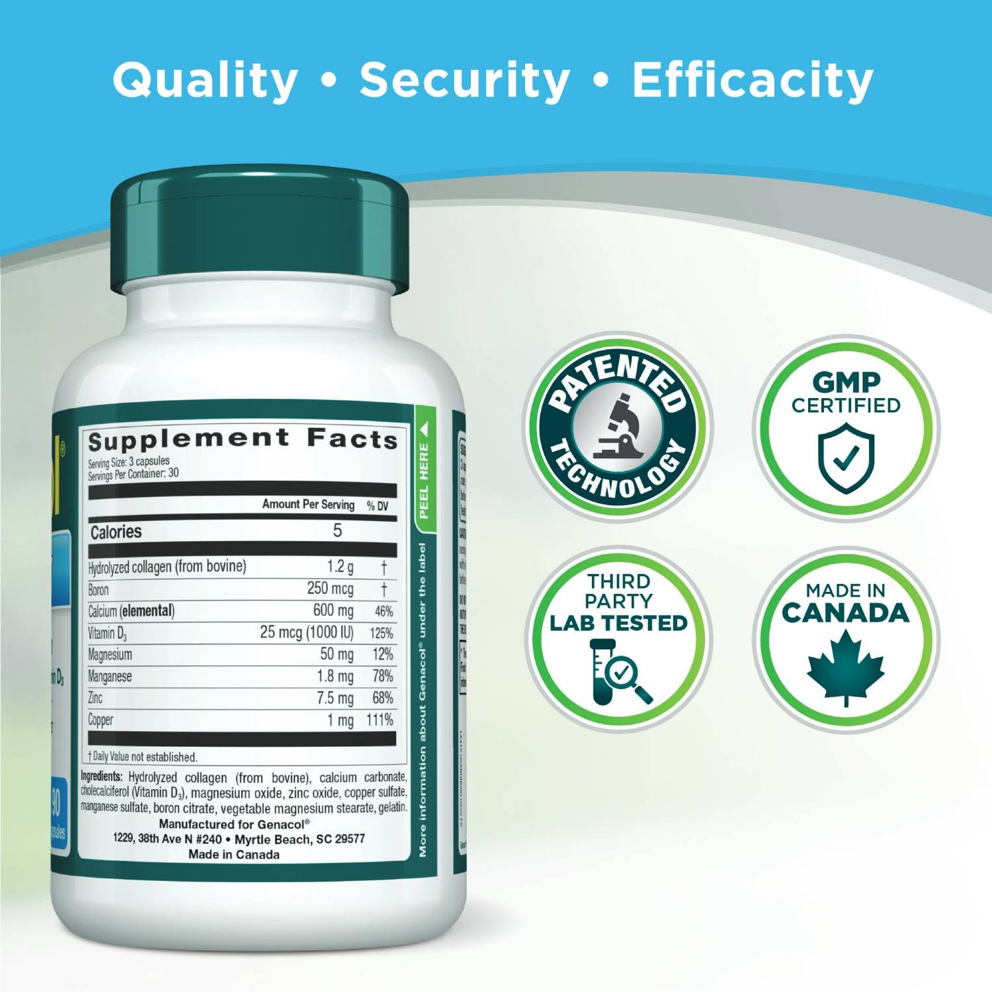 Genacol Bone & Joint certifications
