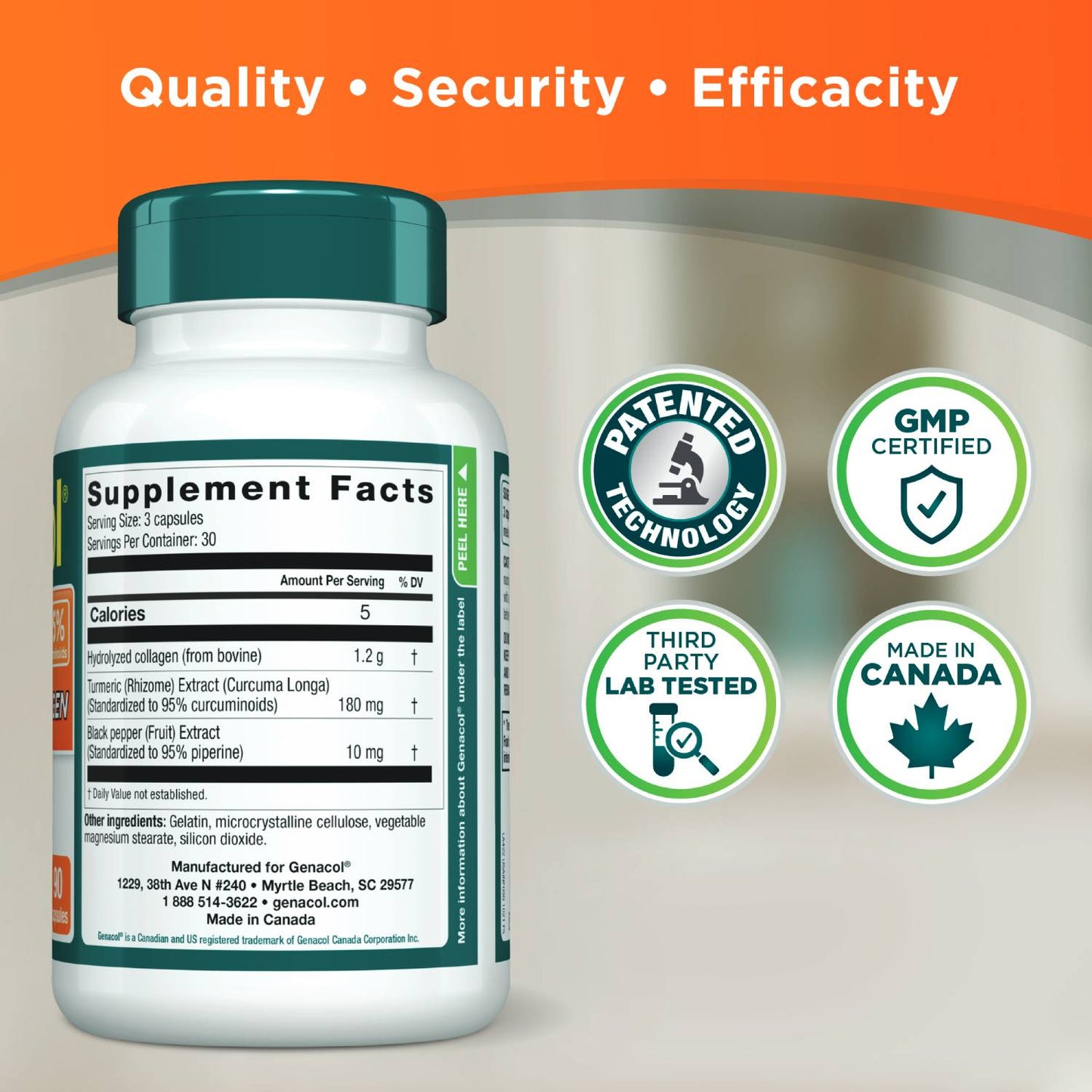 Genacol Turmeric Curcumin certifications